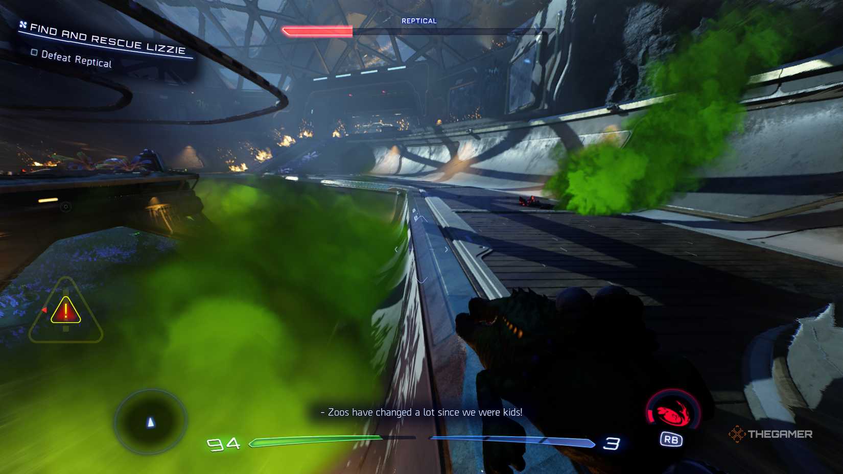 Зеленый газ перекрывает часть арены в High On Life 2