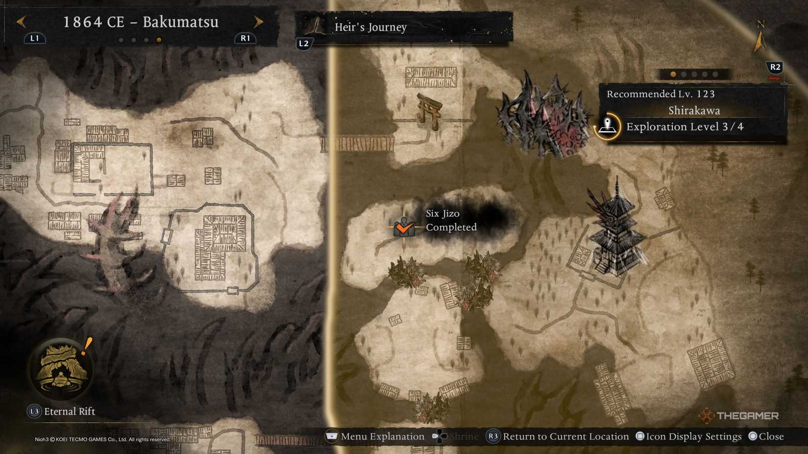 Шесть Дзидзо в Сиракаве в Nioh 3.