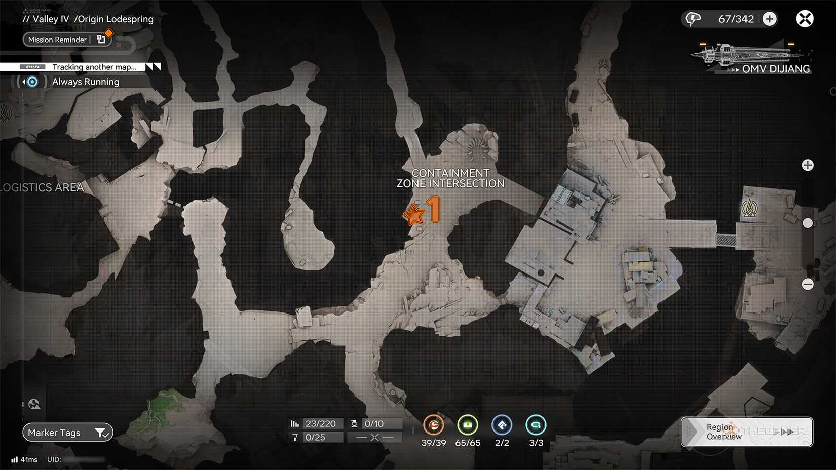 Расположение сундука в Origin Lodespring - Перекрёсток карантинной зоны в Arknights: Endfield.