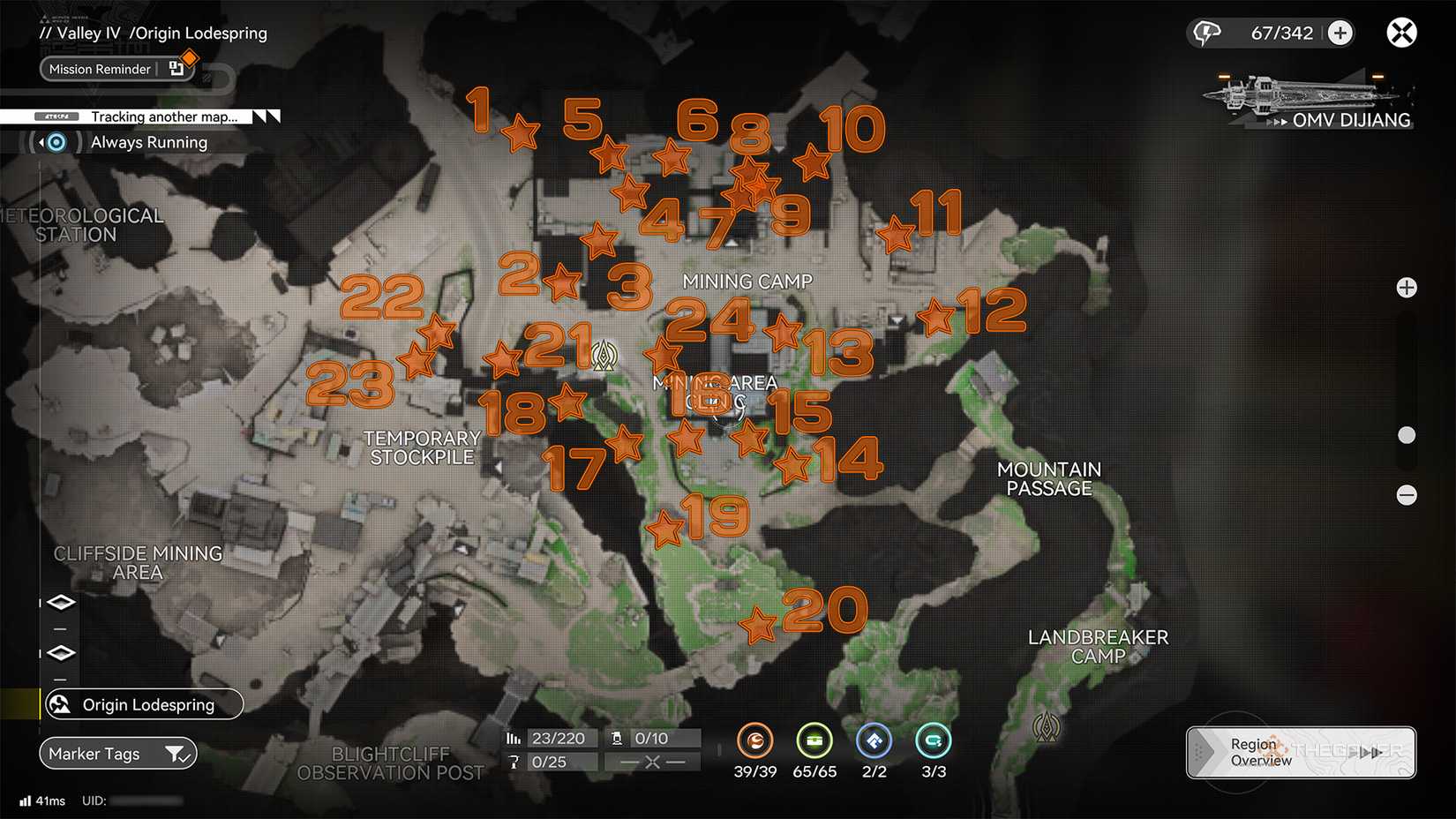 Расположение сундуков в Origin Lodespring - Шахтёрский лагерь в Arknights: Endfield.