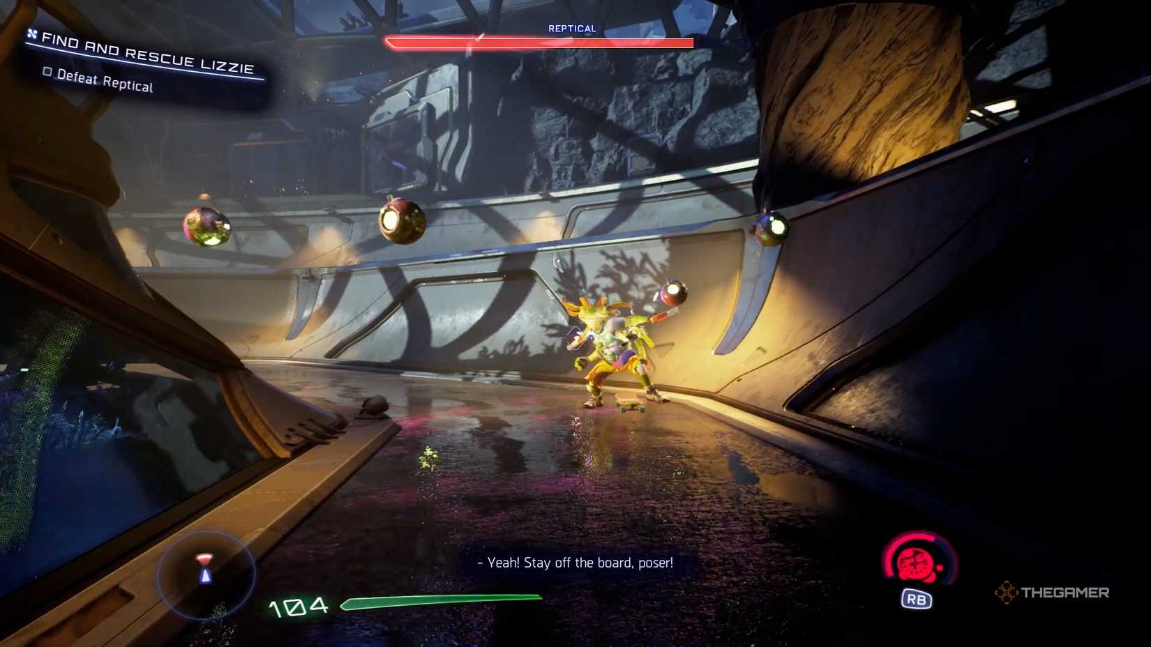 Рептикэл кидает связку бомб в игрока High On Life 2