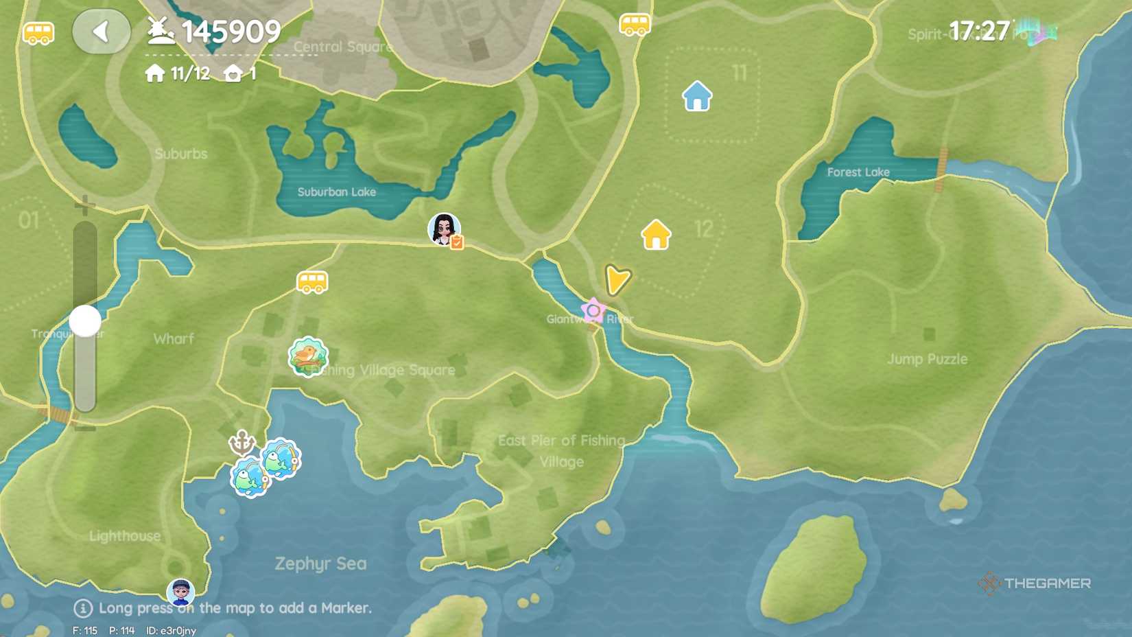 Расположение розового пузыря на карте, точка 1.