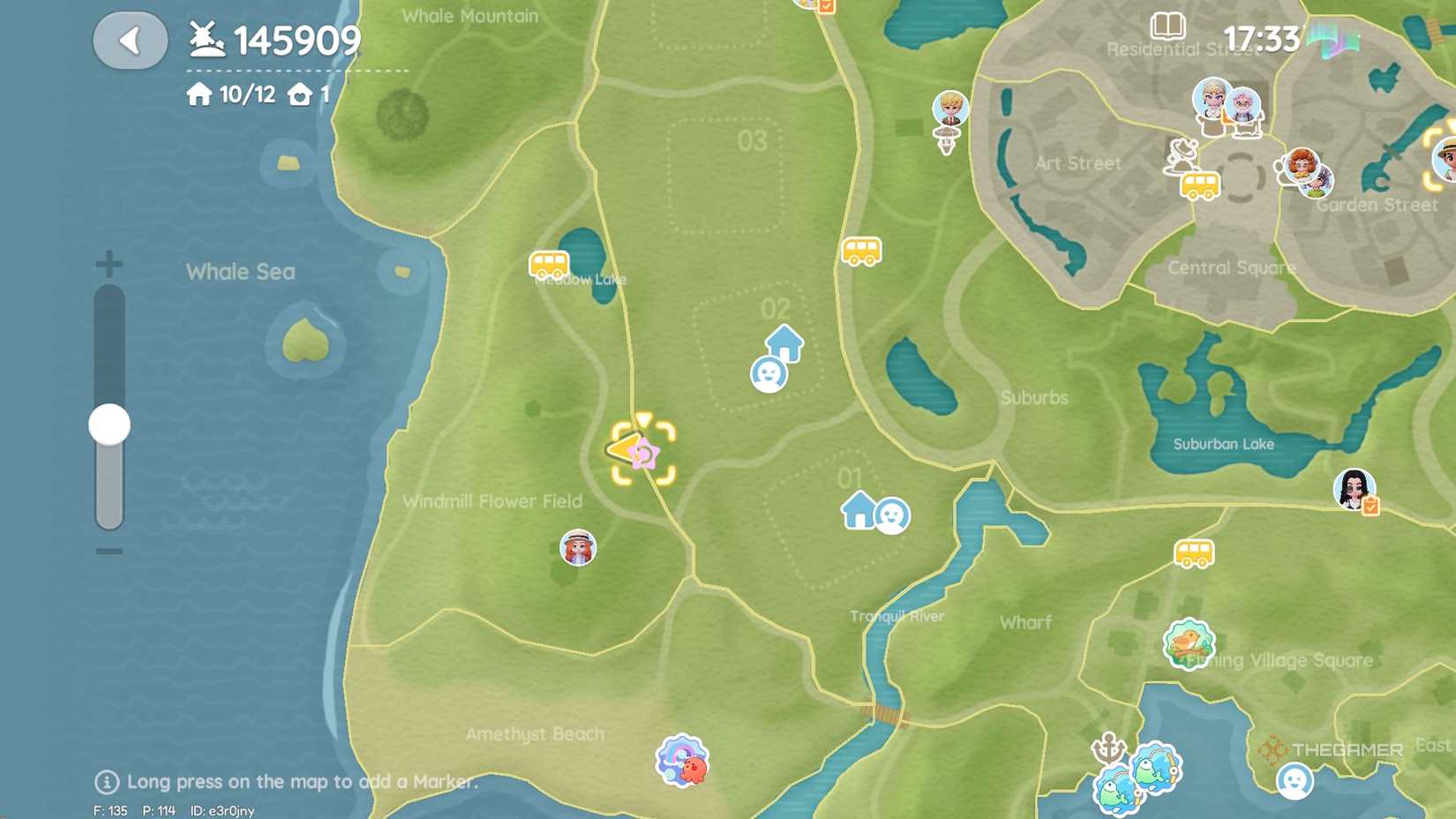 Расположение розового пузыря на карте, точка 4.