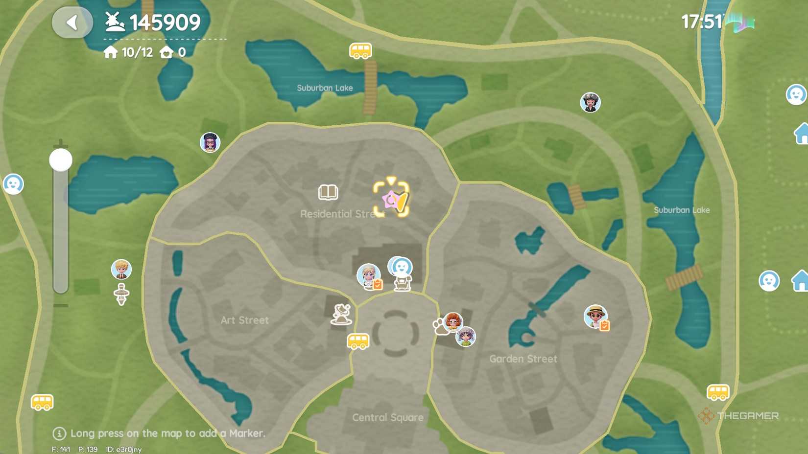 Расположение розового пузыря на карте, точка 14.