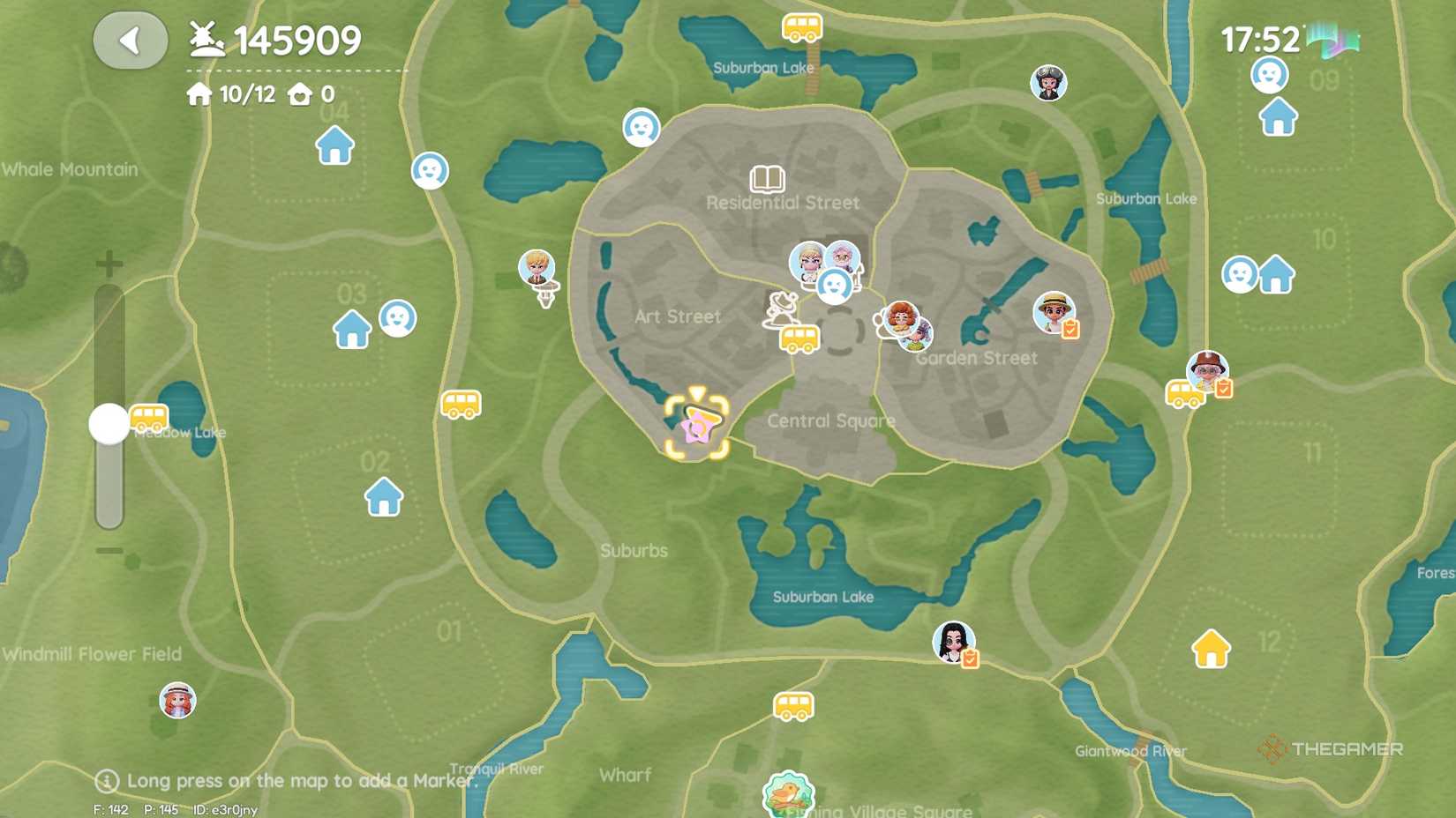 Расположение розового пузыря на карте, точка 15.