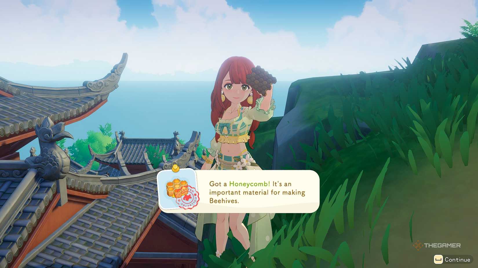 Starsand Island Игрок держит соты, глядя на пролетающих пчел