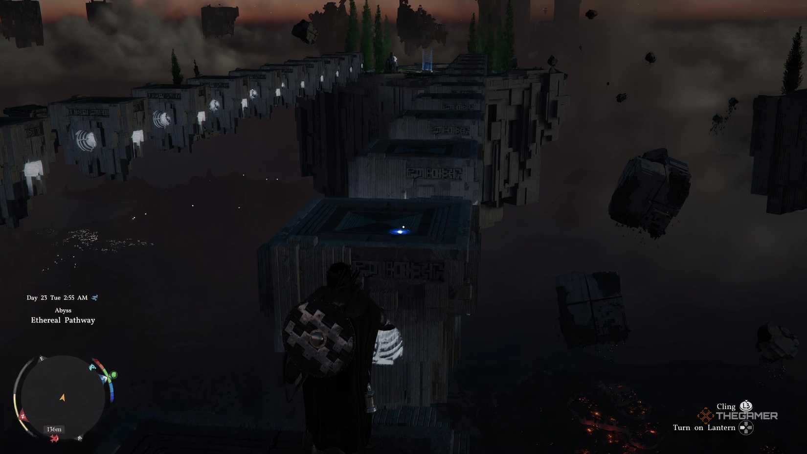 Перепрыгивание по блокам на пути к испытанию Бездны в Корне Мира