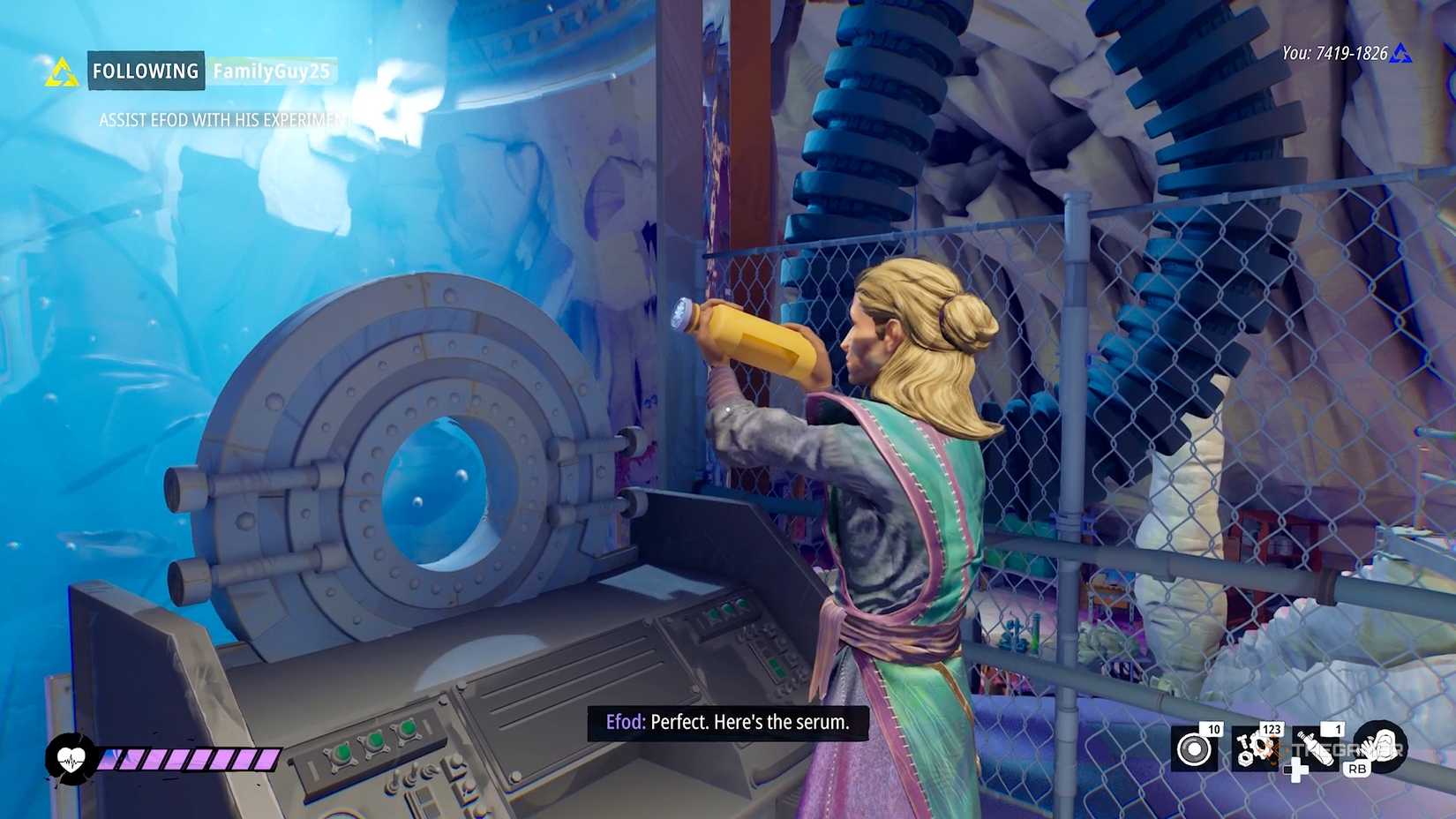 Эфод держит сыворотку в Tides of Tomorrow