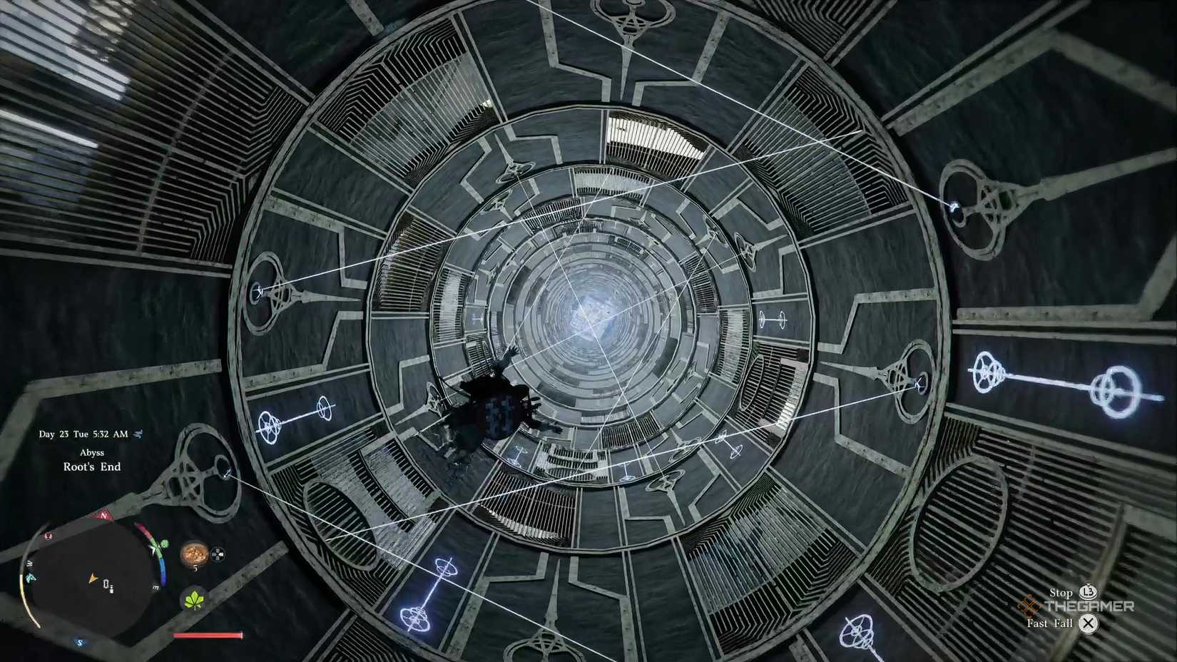 Падение в лазерный туннель в шахте