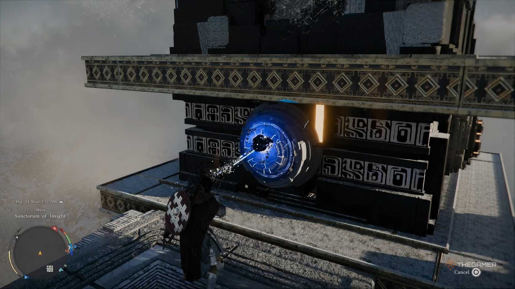 Начало пазла с колоннами в миссии Одержимость и безумие Crimson Desert