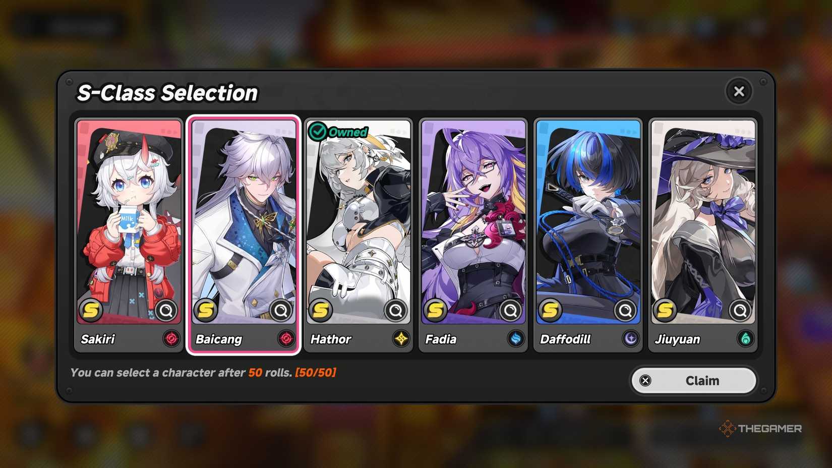 Choosing Baicang in Neverness to Everness from the NTE gacha.