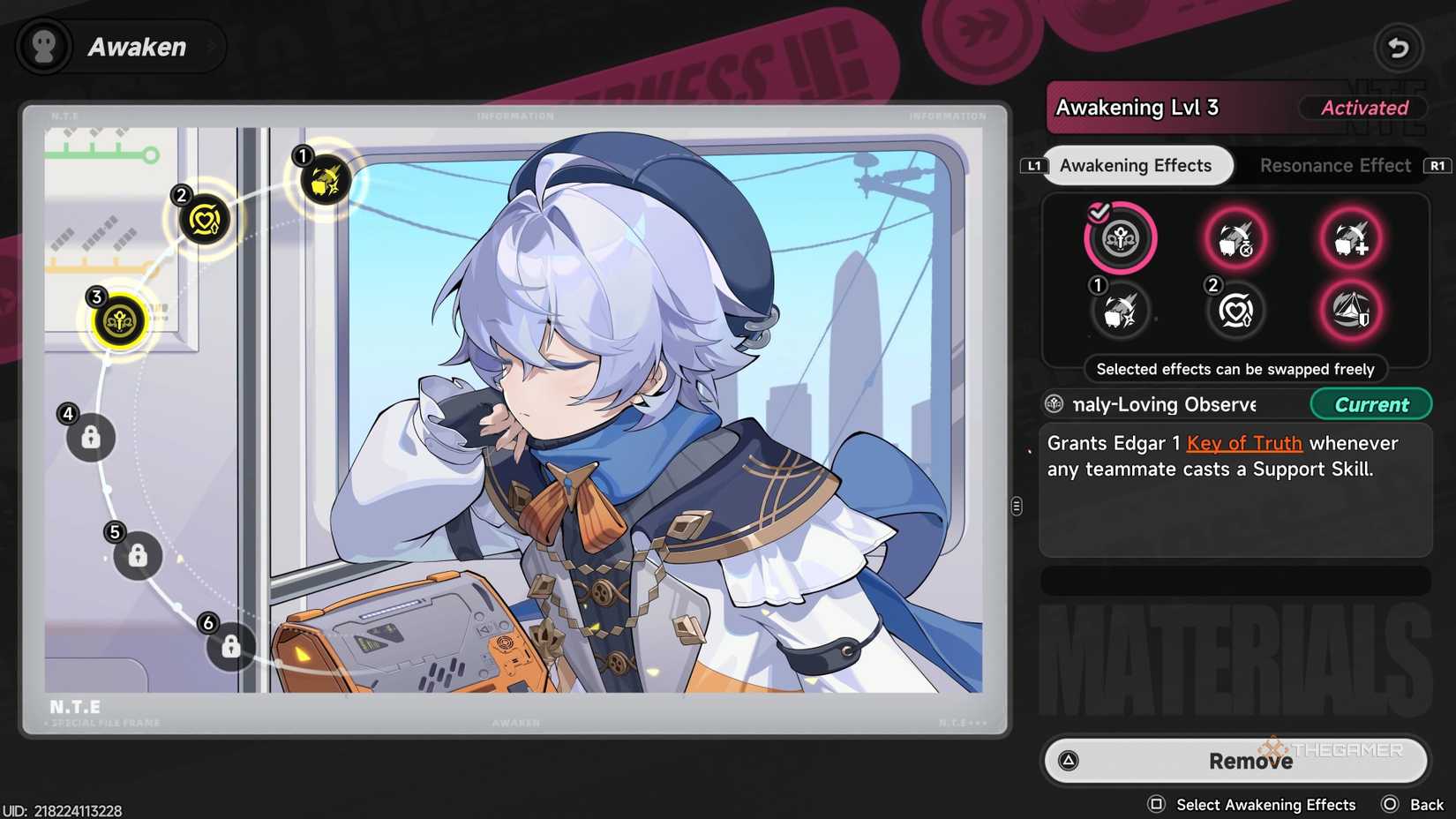 Edgar's Awakening screen in Neverness to Everness.
